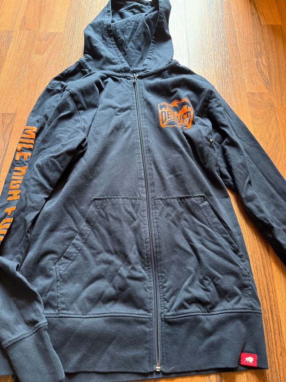 Sportique Denver Broncos Mile High Football Full Zip Hoodie Black Size S